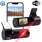 Camera Auto Video DVR/Dash Cam(fata si spate) E18 Auto AMYMAT Wi-Fi Dash Cam Dual 4K + FHD, Ecran 3", GPS, Super Noapte, Park Mode, Detectare Coliziuni Pro