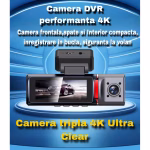 Camera video/dash cam auto TRIPLA AMYMAT Full HD DVR 4K + 1080p, WiFi, GPS Vedere nocturna, camera marsarier G-senzor, ecran IPS 3,16", unghi 170, monitorizare parcare, set complet - imagine 2