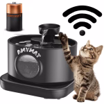 Dispenser Apa Automat, Wireless, AMYMAT Tip Fantana Pentru Pisici Si Caini, senzor de miscare, Filtrare Prin Carbune Activ, baterie 5200mAh Silentios, 2.8 L, 2 Moduri De Flux, Negru