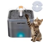 Fantana automata AMYMAT 2L cu LED, 3 moduri de jet, filtru carbon activ, ultra-silentioasa, pentru pisici si caini mici, plastic fara BPA
