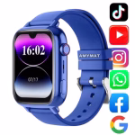 Ceas Smartwatch Wonlex AMYMAT KT34 cu GPS, Facebook TikTok, Youtube, Ritm-cardiac, WhatsApp Ecran Tactil de 1.91 inch, Meniu in limba Romana Deblocare Faciala Apel Video si Functii Avansate pentru Copii WIFI, bluetooth, apa IP67, Android, IOS, SOS