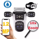 Camera Supraveghere AMYMAT Video 4 Lentile, Zoom Optic 10x, Wi-Fi Viziune Panoramica 360°, Infrarosu Nocturn, Detectie Miscare, Exterior/Interior, Compatibila NVR/DVR, 4 lentile, zoom optic, viziune nocturna, IP