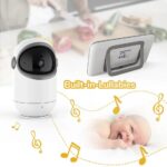 Baby Monitor cu Camera Audio-Video Wireless AMYMAT Pentru Supraveghere, Conexiune Privata, Senzor Temperatura, Two-way Talk, Cantece de leagan, Ajustabil, Bebe SweetDream - Alb VB801 - imagine 2