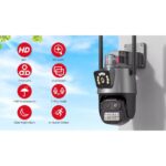 Camera Supraveghere Exterior WiFi 9MP, Zoom Optic, 3 Lentile, Dual Screen, Auto Tracking Inteligent, Vedere Nocturna Color, LED Puternic, Alarma Sonora, Compatibil ICSee, Control de pe Telefon - imagine 6