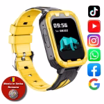 Ceas Smartwatch Pentru Copii AMYMAT Wonlex KT32 WhatsApp, Galben cu localizare GPS, apelare video, rezistent la apa si monitorizare spion 4G Meniu in limba Romana Deblocare Faciala