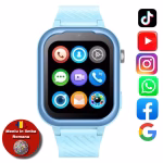 Ceas Smartwatch Pentru Copii AMYMAT KT15 PRO, 4G WhatsApp Argintiu, cu localizare GPS, apelare video, rezistent la apa si monitorizare spion tip telefon Albastru