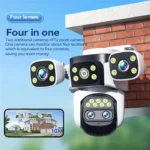 Camera Supraveghere AMYMAT Video 4 Lentile, Zoom Optic 10x, Wi-Fi Viziune Panoramica 360°, Infrarosu Nocturn, Detectie Miscare, Exterior/Interior, Compatibila NVR/DVR, 4 lentile, zoom optic, viziune nocturna, IP - imagine 2