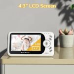 Baby Monitor cu Camera Audio-Video Wireless AMYMAT Pentru Supraveghere, Conexiune Privata, Senzor Temperatura, Two-way Talk, Cantece de leagan, Ajustabil, Bebe SweetDream - Alb VB801 - imagine 3