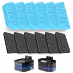Set 6 filtre si bureti de schimb AMYMAT pentru fantana de apa wireless pentru pisici, 2,2L