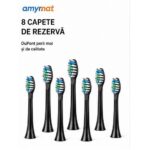 Periuta de dinti electrica sonica Amymat, 40.000 vibratii/min, 5 moduri de periere, Timer inteligent 2 minute, IPX7, USB reincarcabila, 4 capete de rezerva, Negru - imagine 5