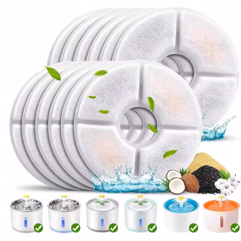res_44fb93f4bc66ba51cb6c7f68e93d04e3 Set 8 filtre de schimb AMYMAT pentru fântână de apă pisici, filtrare multistrat, material non-woven, protecție pompa - imagine 1