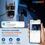 Camera de Supraveghere WiFi Exterior 10MP Dual Lens PTZ, Zoom Inteligent, Detectare Umana AI, Urmarire Automata, Vedere Nocturna Color, Audio Bidirectional, 2.4GHz + 5GHz, Slot Card TF 256GB, Control din Aplicatia O-KAM PRO, Rezistenta la Intemperii - imagine 5