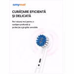 Periuta de dinti electrica pentru copii Amymat, Rotativa, Reincarcabila USB, 7.500 rotatii/min, Timer inteligent 2 minute, IPX7, 4 capete de rezerva, Roz - imagine 9