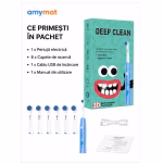 Periuta de dinti electrica pentru copii Amymat, Rotativa, Reincarcabila USB, 7.500 rotatii/min, Timer inteligent 2 minute, IPX7, 4 capete de rezerva, Albastru - imagine 3