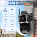 Camera de Supraveghere WiFi Exterior 10MP Dual Lens PTZ, Zoom Inteligent, Detectare Umana AI, Urmarire Automata, Vedere Nocturna Color, Audio Bidirectional, 2.4GHz + 5GHz, Slot Card TF 256GB, Control din Aplicatia O-KAM PRO, Rezistenta la Intemperii - imagine 3