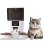 Dispenser de Hrana Automat Pentru Caini si Pisici, AMYMAT Pro, Capacitate 6L, Bol dublu Inox, Sunet Hranire, Programabil, Sursa Alimentare Dubla, Aplicatie Telefon, Accesorii Animale